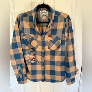 Dixxon Women's Blue and Tan Plaid Top